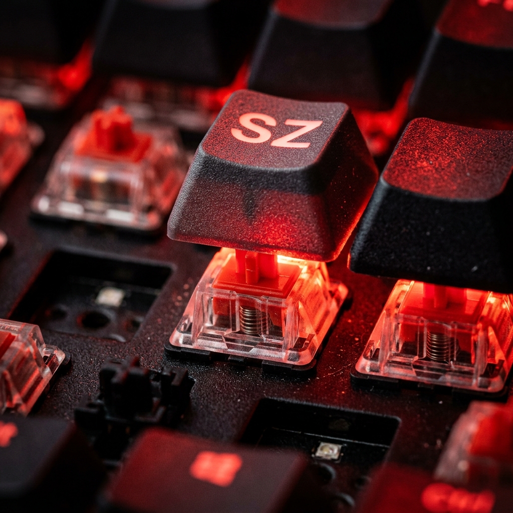Detail mechanické herní klávesnice s RGB podsvícením jednotlivých kláves