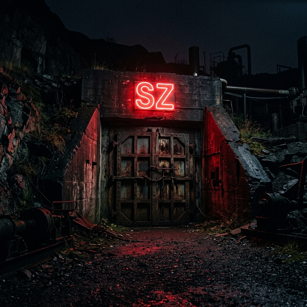 Neonově osvětlený vchod do herního bunkru SkillZone Žižkov s industriálním designem